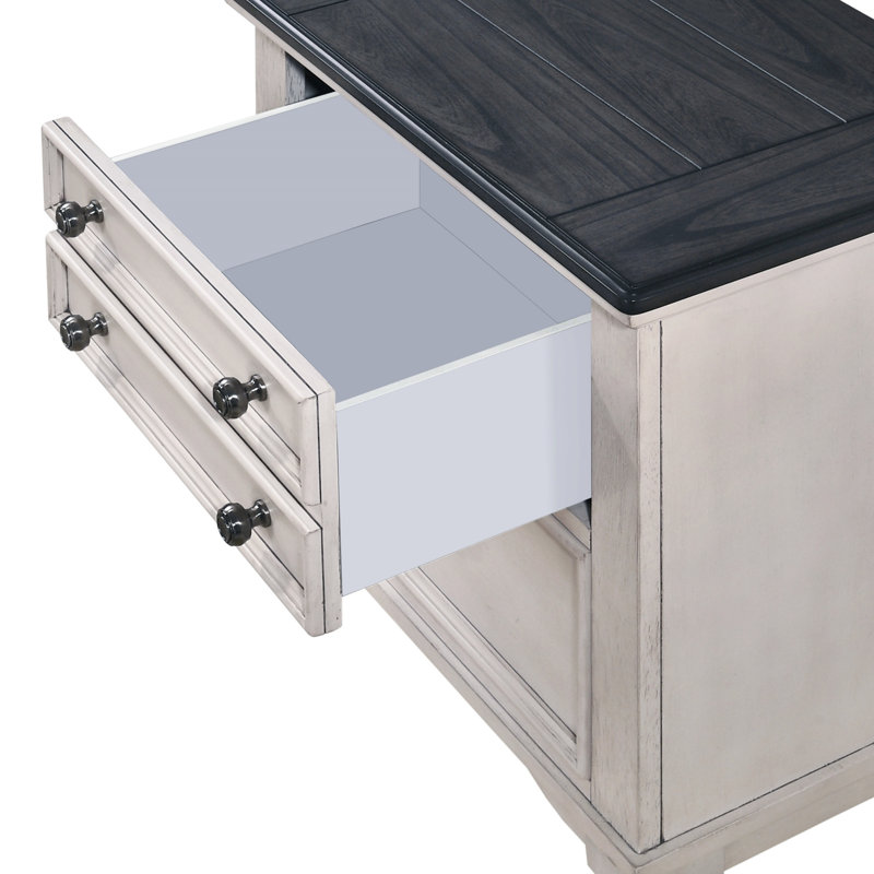 Beautiful Two-Tone Finish 1-Pc Nightstand End Table Two Storage Drawers Bedroom Furniture