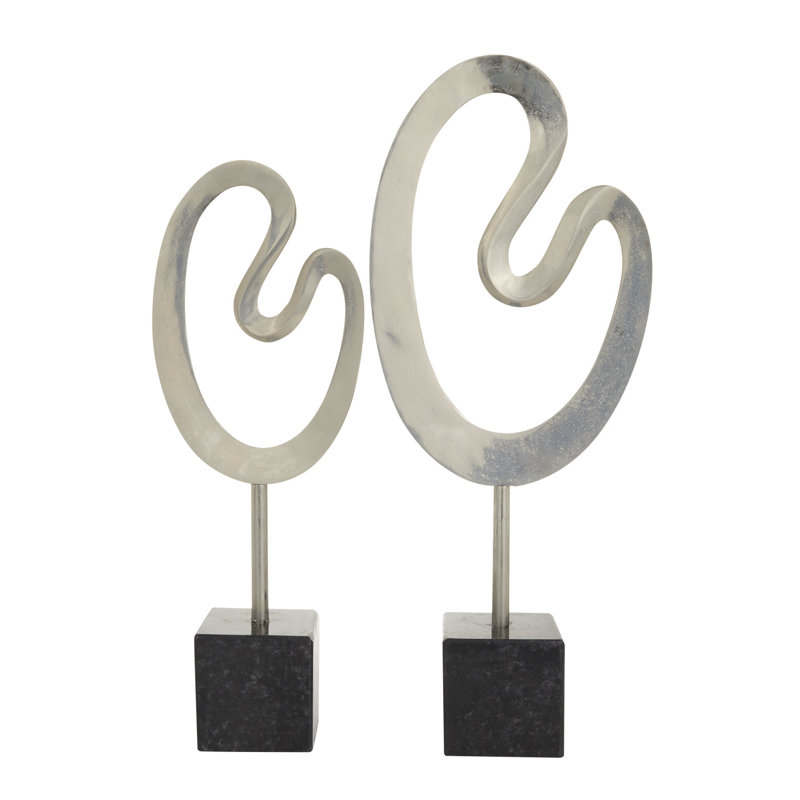 Andere 2 Piece Metal Sculpture Set, Silver