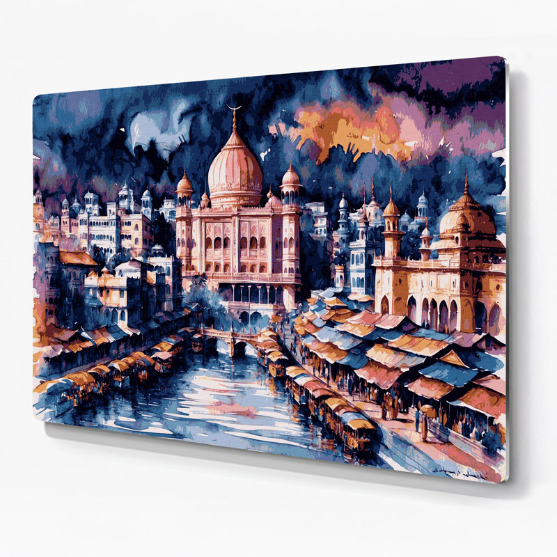 Art mural mauve en cités, villes, Dhaka, H 11 po x l 14 po