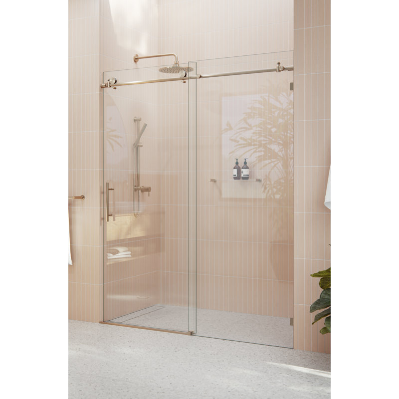Eclipse 52 - 56 in. x 78 in. Fully Frameless Sliding Shower Door, Brushed Bronze