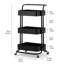 Chariot roulant à 3 niveaux, chariot de rangement multifonctionnel pour bureau, salon, cuisine, buanderie, noir