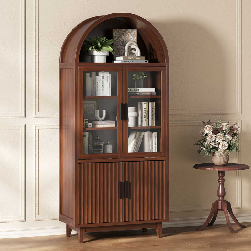 Grande armoire de rangement arquée 70,8 po, Noir, Brun