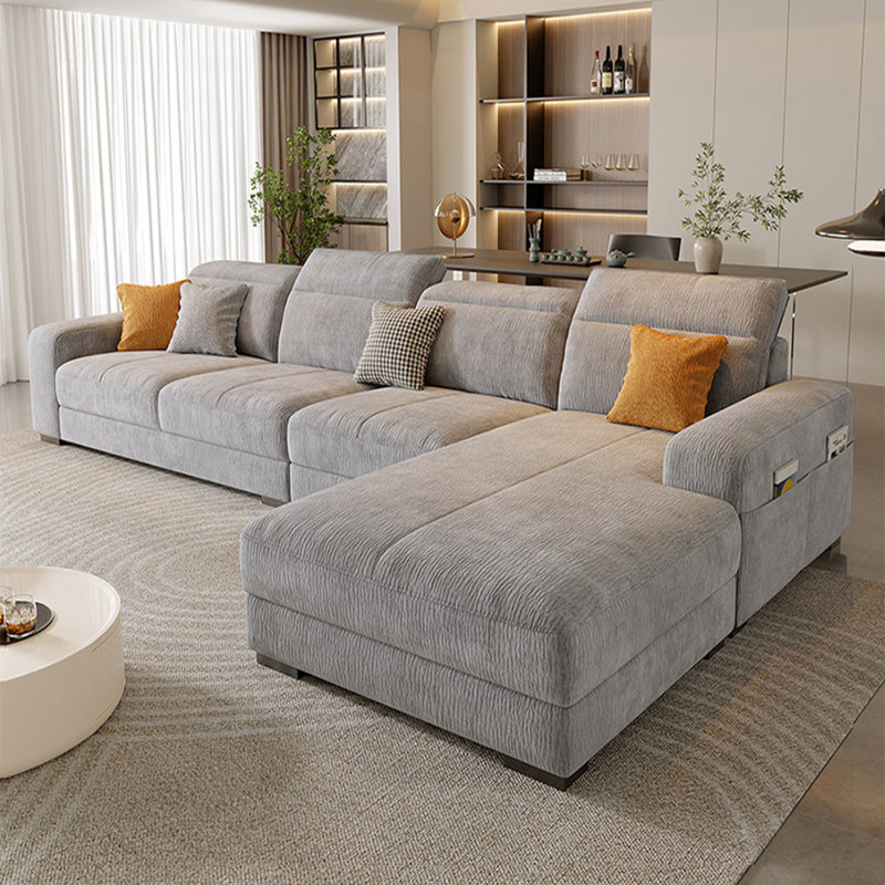 3 - Piece Upholstered Sectional, Gray, 35.43" H x 110.24" W x 68.9" D, Right Hand Facing