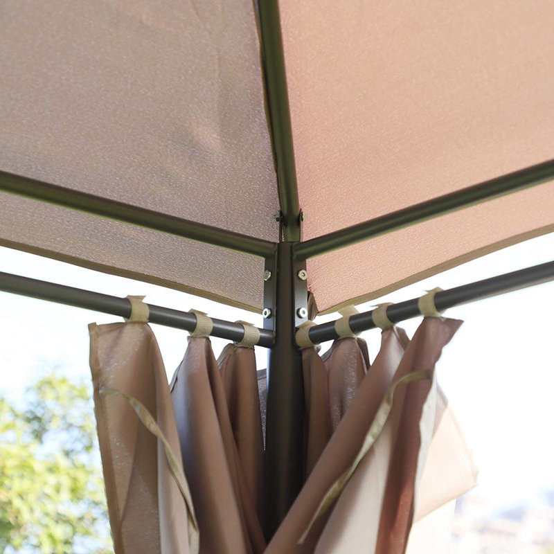 Steel Patio Gazebo, Khaki, 106.2" H x 120" W x 156" D