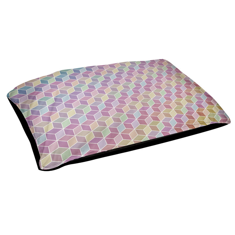 Coussin décoratif pour chien cubique Campion, Très grand (l 52 po x P 42 po x H 17 po), Mauve / rose / orange
