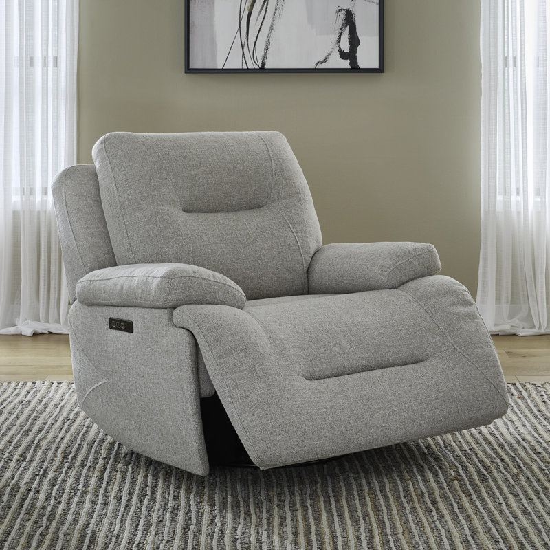 Trevina Swivel Glide Power Recliner, Gray Fabric