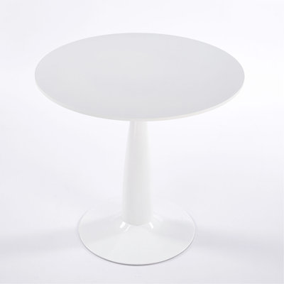 Table à piédestal 31,5 pouces de style Mid-Century moderne, table de salle à manger multifonctionnelle pour 4 à 6 personnes et grande table basse, plateau en panneau de fibres à densité moyenne blanc pour le salon, la cuisine et le bureau
