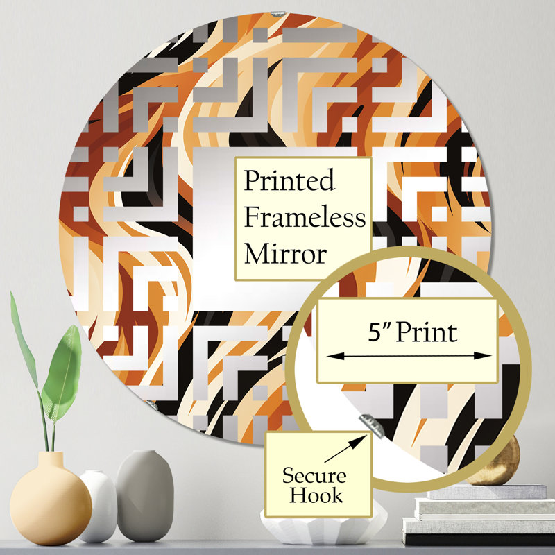 Miroir mural carré à rayures zébrées Mocha, 23,6 po x 23,6 po
