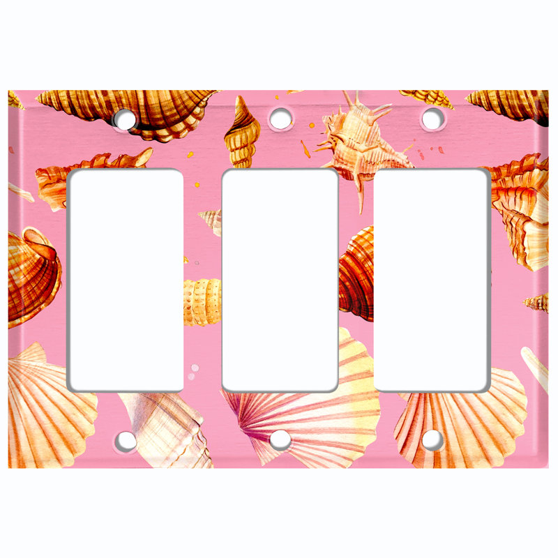 Nautical & Beach 3 - Gang Rocker Standard Wall Plate, Pink