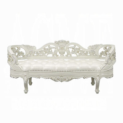 Transitional Bench With Antique White Finish
