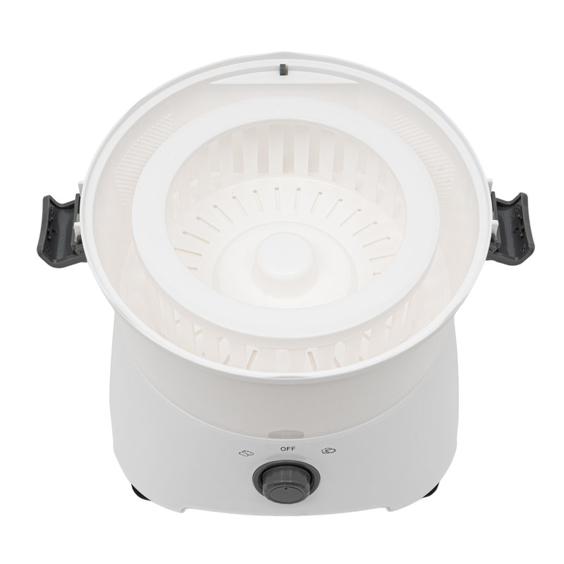 Compact White Electric Potato Peeler with Clear Lid