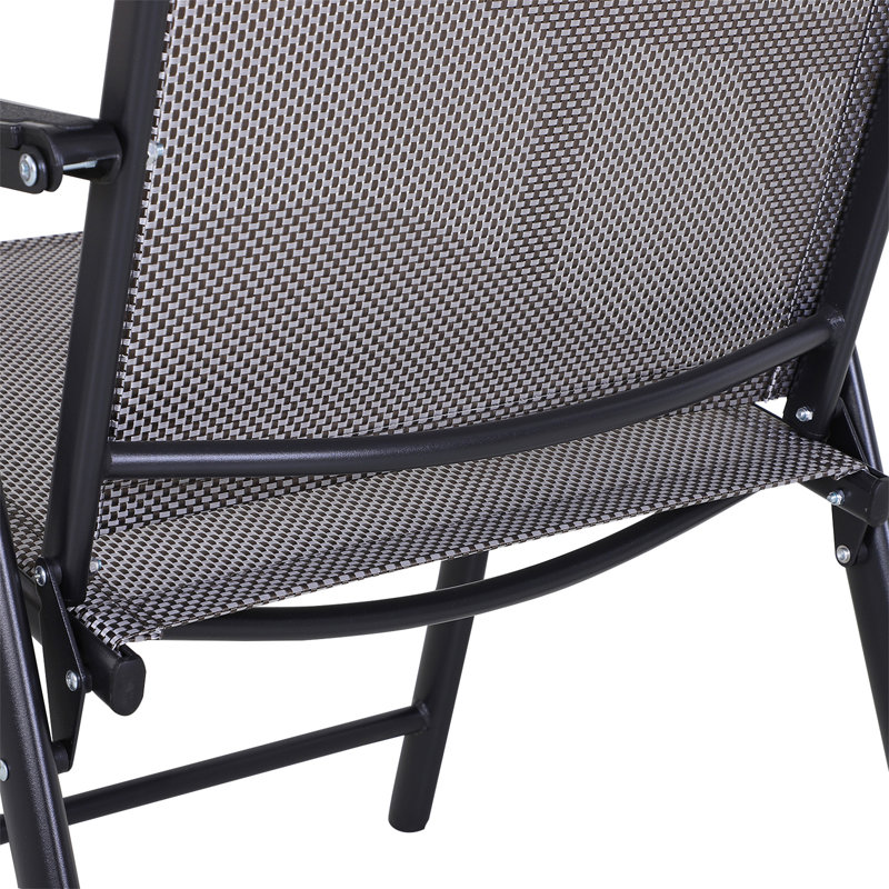 Ensemble de 2 chaises de patio pliables Outsunny, chaises de patio extérieures empilables avec accoudoirs pour la pelouse, le camping, la salle à manger, la plage, la structure en métal, sans assemblage, gris
