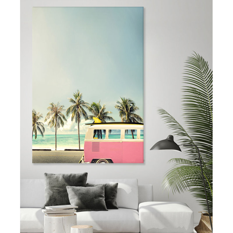 «Surf Bus Pink» par Design Fabrikken, reproduction de photo sur toile tendue