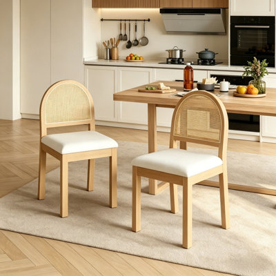 Ensemble de chaises de salle à manger style Mid-Century avec dossier en rotin tissé (ensemble de 2)