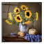  «Sunflowers and Coffee» par Ashley Bradley, art mural en verre acrylique, 24 po x 24 po