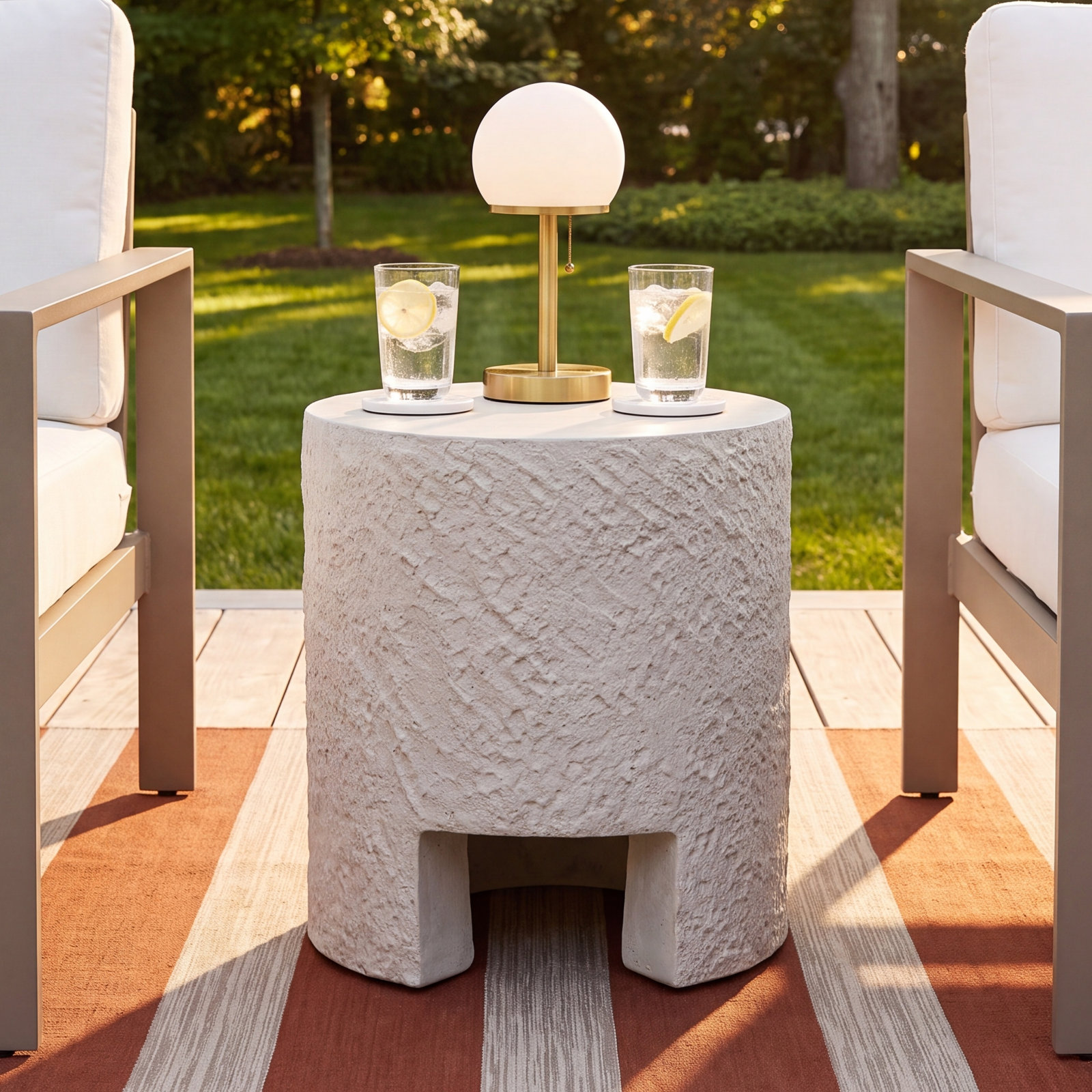 Hobart 18'' Stone Outdoor Side Table