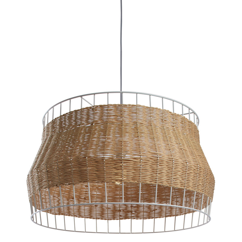 Grand luminaire suspendu Laika, Naturel, Blanc
