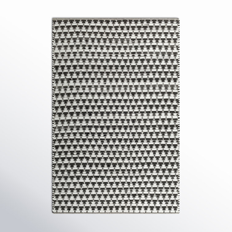 Addy Geometric Handmade Flatweave Recycled P.E.T. Area Rug in Black/White