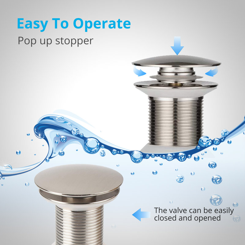Drain de robinet de salle de bain Stopper, Nickel brossé