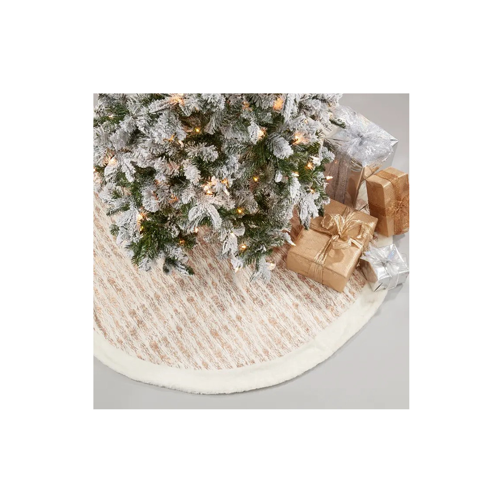 Faux Fur Tree Skirt, Gold, 72" H x 72" W