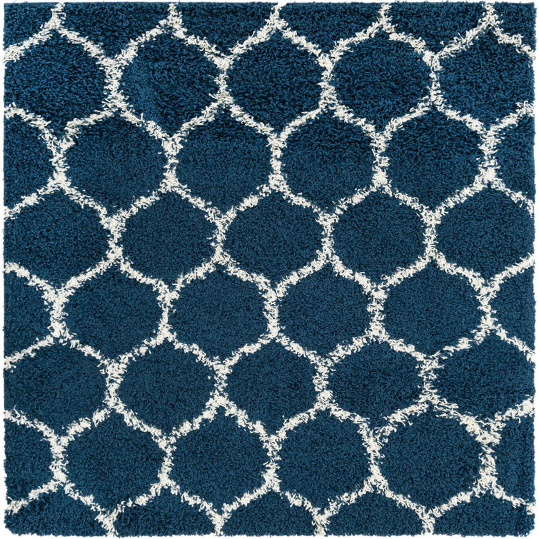 Red Barrel Studio® Ruby Trellis Shag Rug Navy Blue
