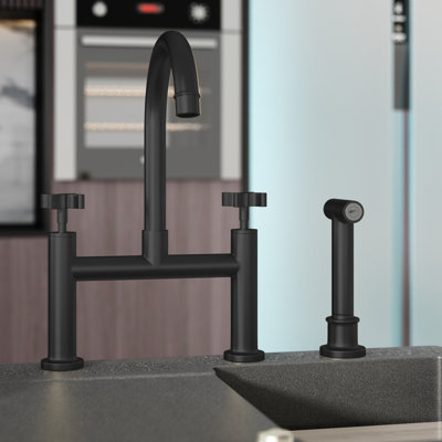 Felixbath Bridge Kitchen Faucet Double Handles With Side Spray