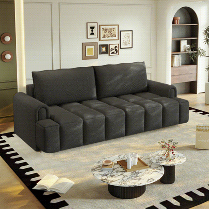 Canapé confortable en tissu 4 places avec rangement intégré, convertible en canapé-lit très grand Comfy, Noir