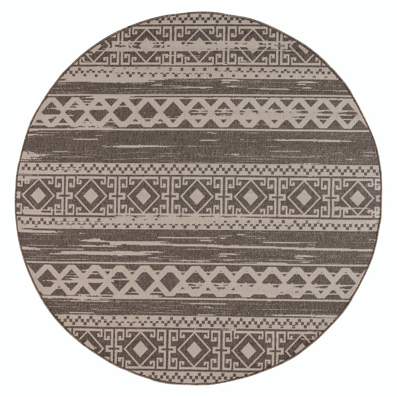 Tapis intérieur / extérieur brun Pedersen, Rond 6 pi 6 po
