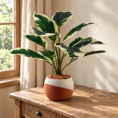 40 cm H Faux Foliage and evergreen Plant in Plastic Planter