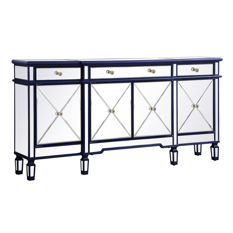 Buffet bas à 3 tiroirs Caila, Blue, H 36 po x l 72 po x P 14 po