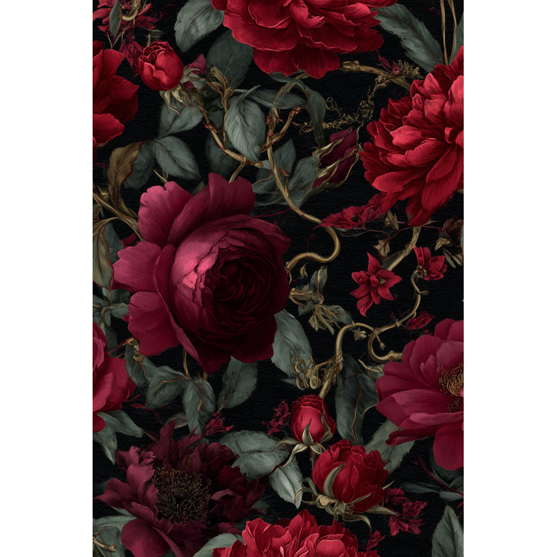Papier peint floral rétro Vintage, Non tissé, non collé