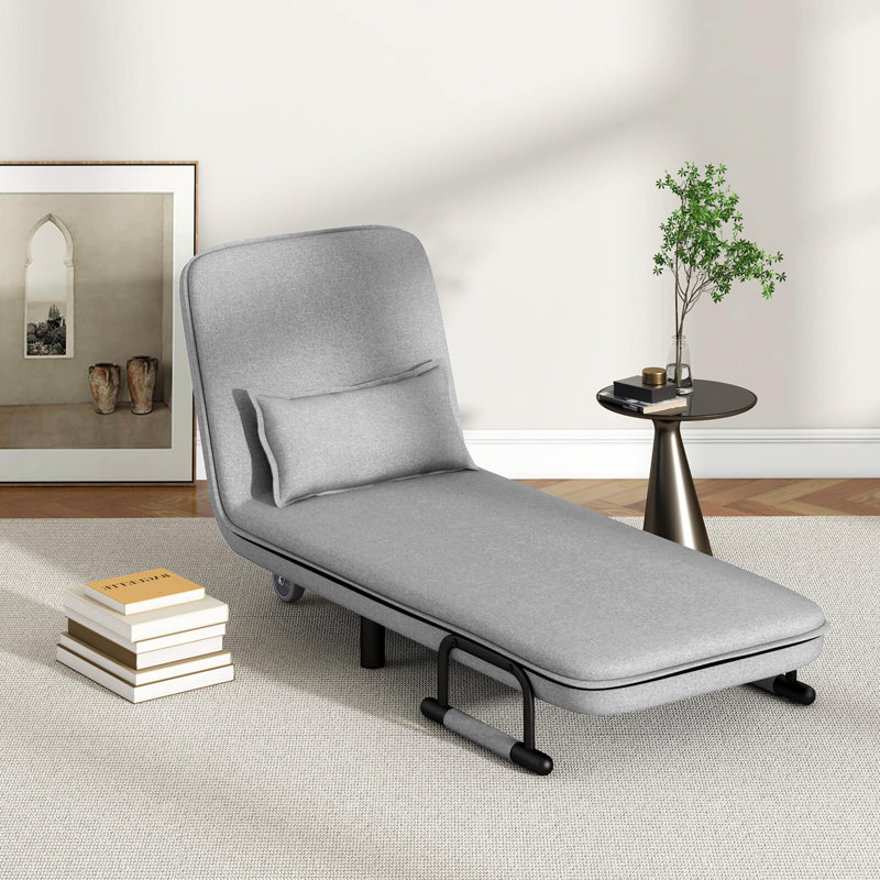 3-in-1 Convertible Sofa Bed With 5-position Adjustable Backrest & Lumbar Pillow, Gray
