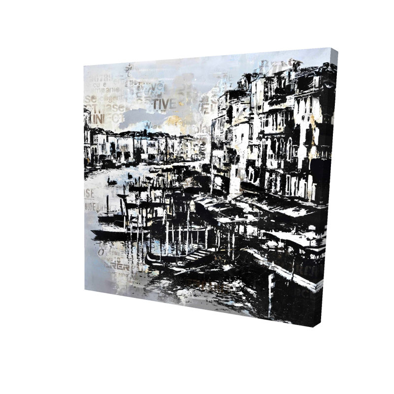 Abstrait Venise Port - décor de chambre à coucher contemporain bleu