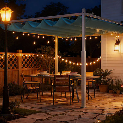 Pergola d'extérieur, auvent rétractable avec fixation magnétique