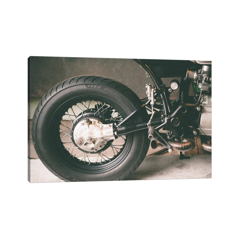 Motorcycle Back Tire - Print on Canvas, 30.48 cm H x 45.72 cm W, Wrapped Canvas
