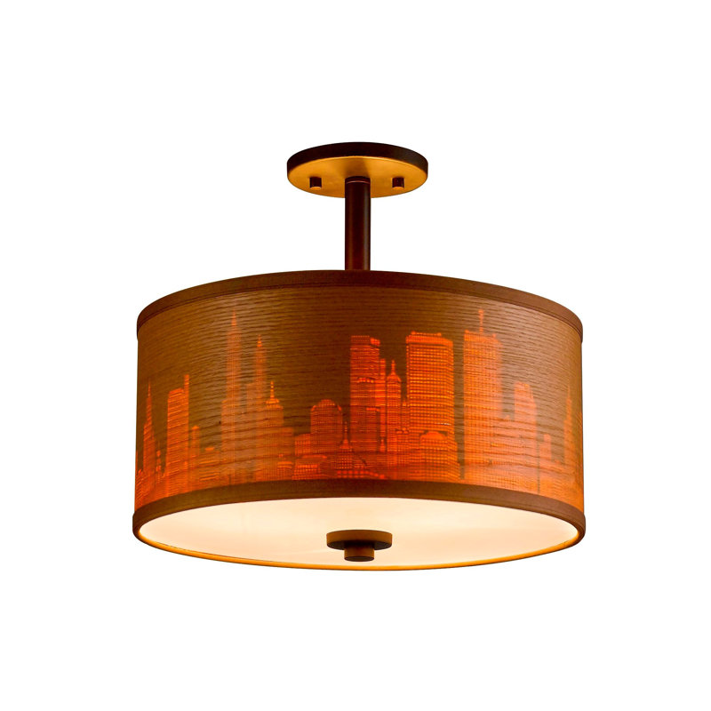 Bronze Brulee Drum Semi-Flush Ceiling Mount Light