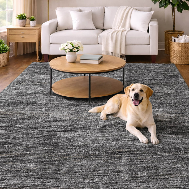 Premium Machine Washable Dream Shag Horizontal Bars Rug, Gray, 9' x 12'