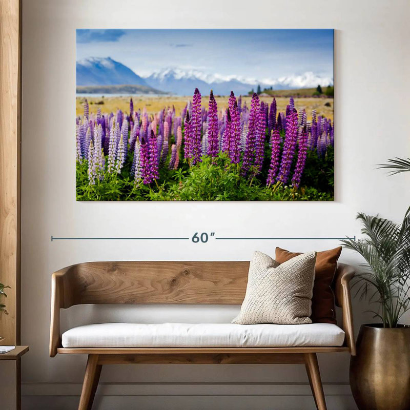 Harnek en fleurs mauves, H 34 po x l 51 po