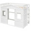 Lit mezzanine simple avec lit en bois massif blanc pour une nuit de sommeil confortable - stable et de fabrication-992244750-992244748