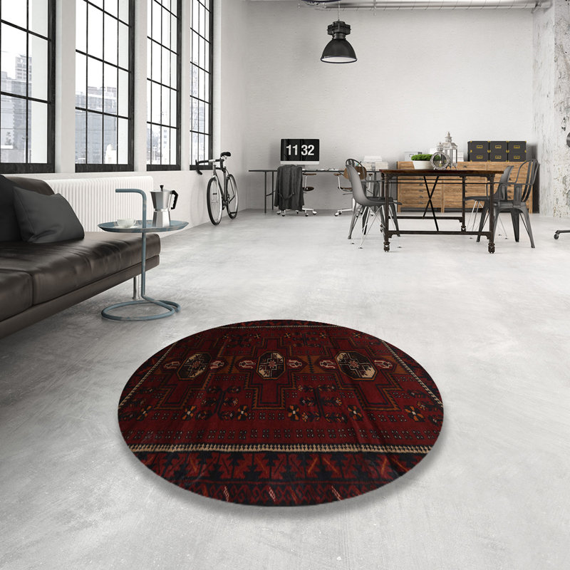Tapis rouge à motif sud-ouest, Rond 6 pi