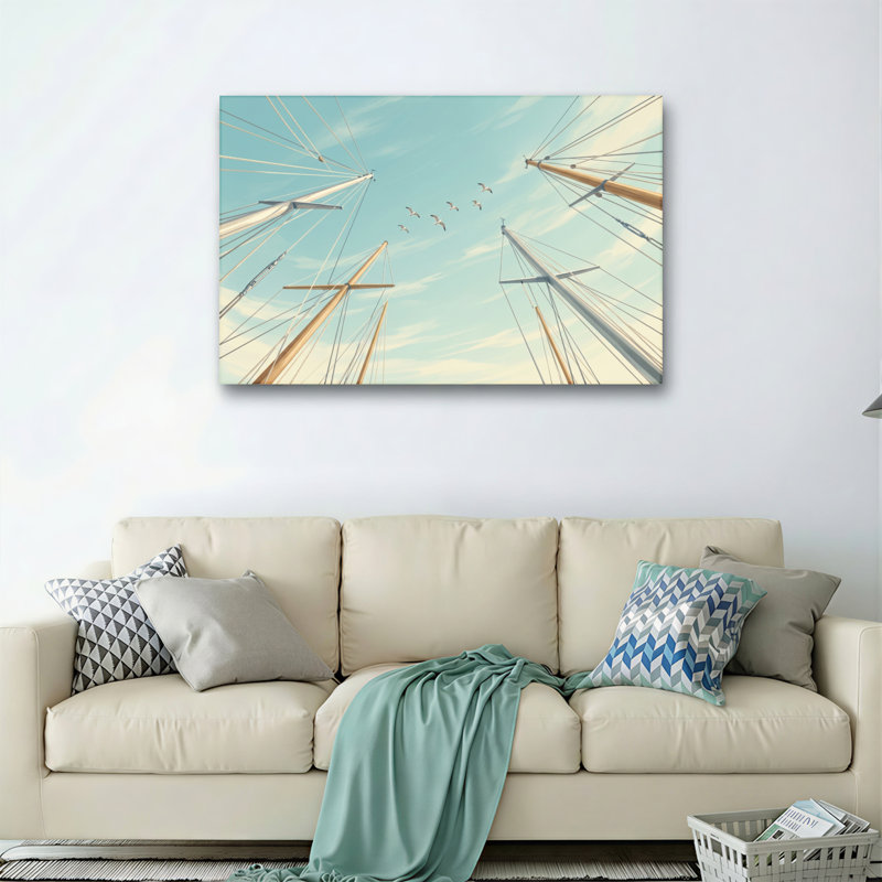 «Sail Mâts», ensemble de 1 reproduction d'art sur toile, 18"H x 24"W, Wrapped Canvas