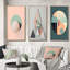 «Geometric Dreaming Retro Minimalisme en rose II», 3 pièces sur toile-1894567496-1894567497