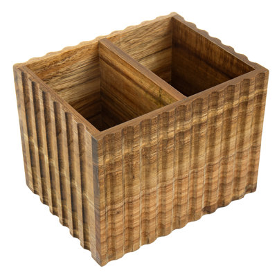 Fluted Solid Acacia Wood Remote Holder