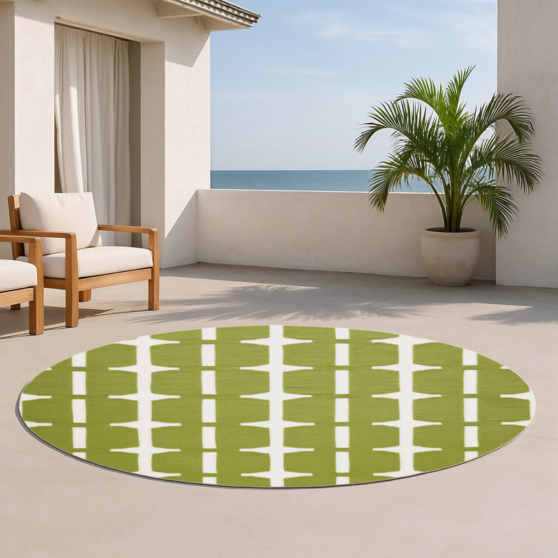 Tapis brun intérieur et extérieur Trellis, Rond 5 pi