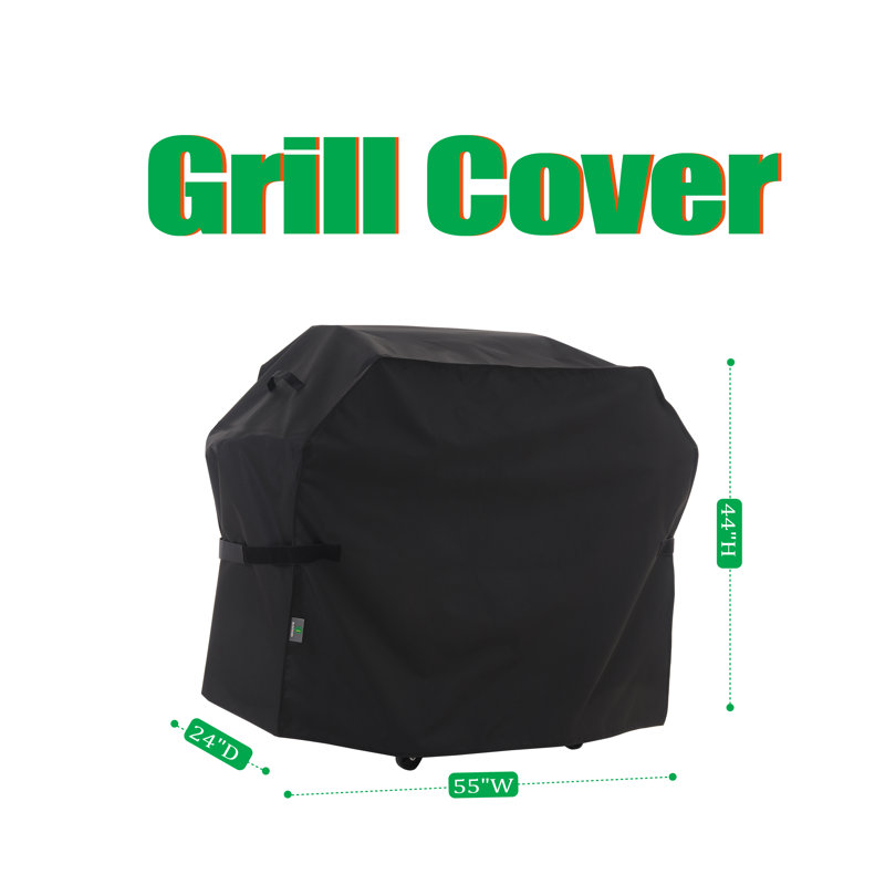 Premium Waterproof Outdoor Patio Grill Cover: Latest Rip-Stop Fabric, 3-Year Warranty, Black, 44" H x 55" W x 24" D