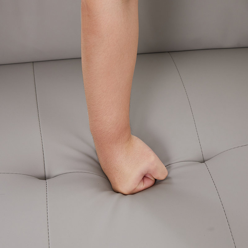 Canapé modulaire 2 pièces avec repose-pieds, Similicuir gris