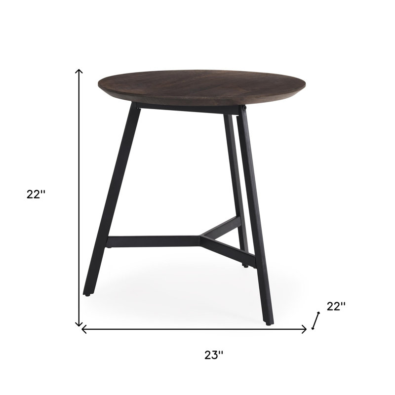 Table-plateau 23 po en bois massif noir et métal espresso