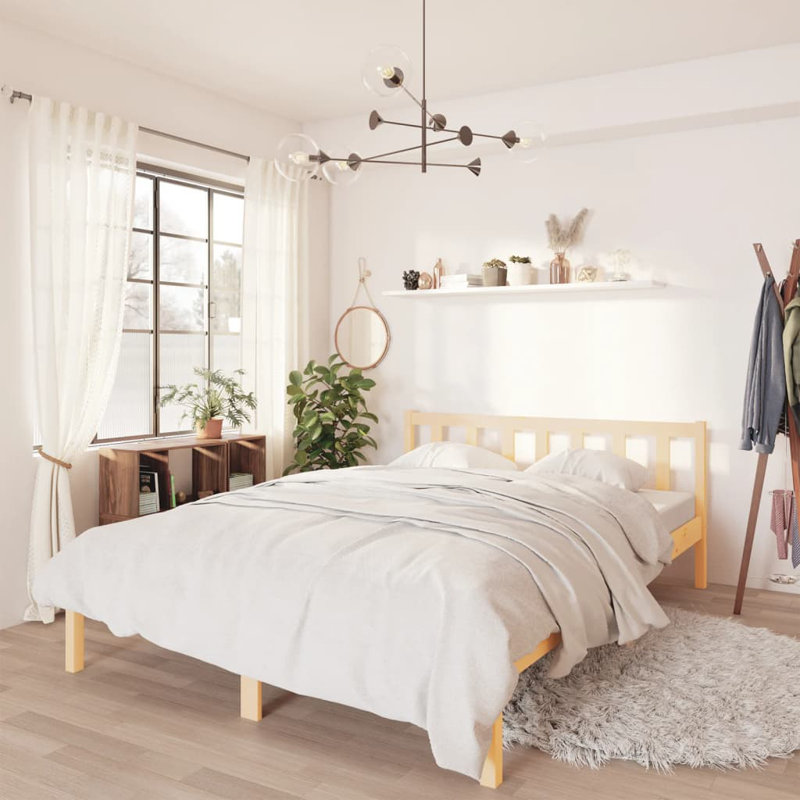 Deron Solid Wood Bed, natural, Double (4'6)