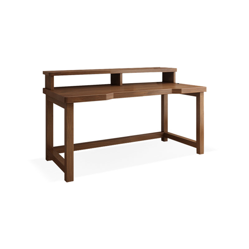 Tan Rectangular Solid Wood desks, 34.25" H x 55.12" W x 23.62" D