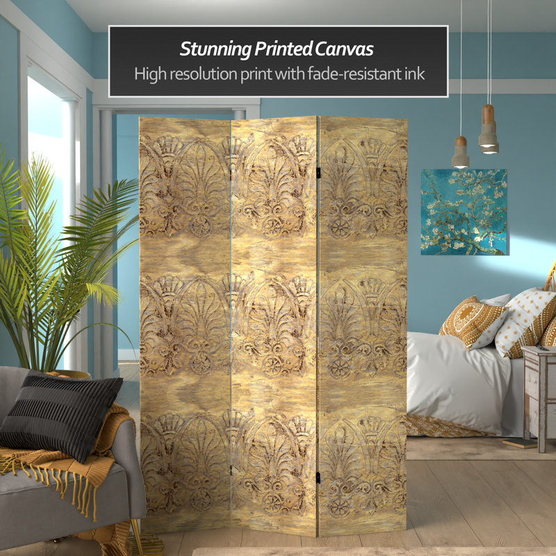 47.25'' 3 - Panel Folding Room Divider, Baroque Flourish